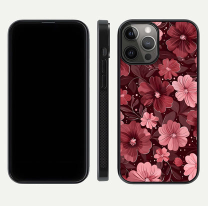 Flower Blush Bloom Glass Case for iPhone 12 Pro Max dual-view layout displaying HD print and smooth curves