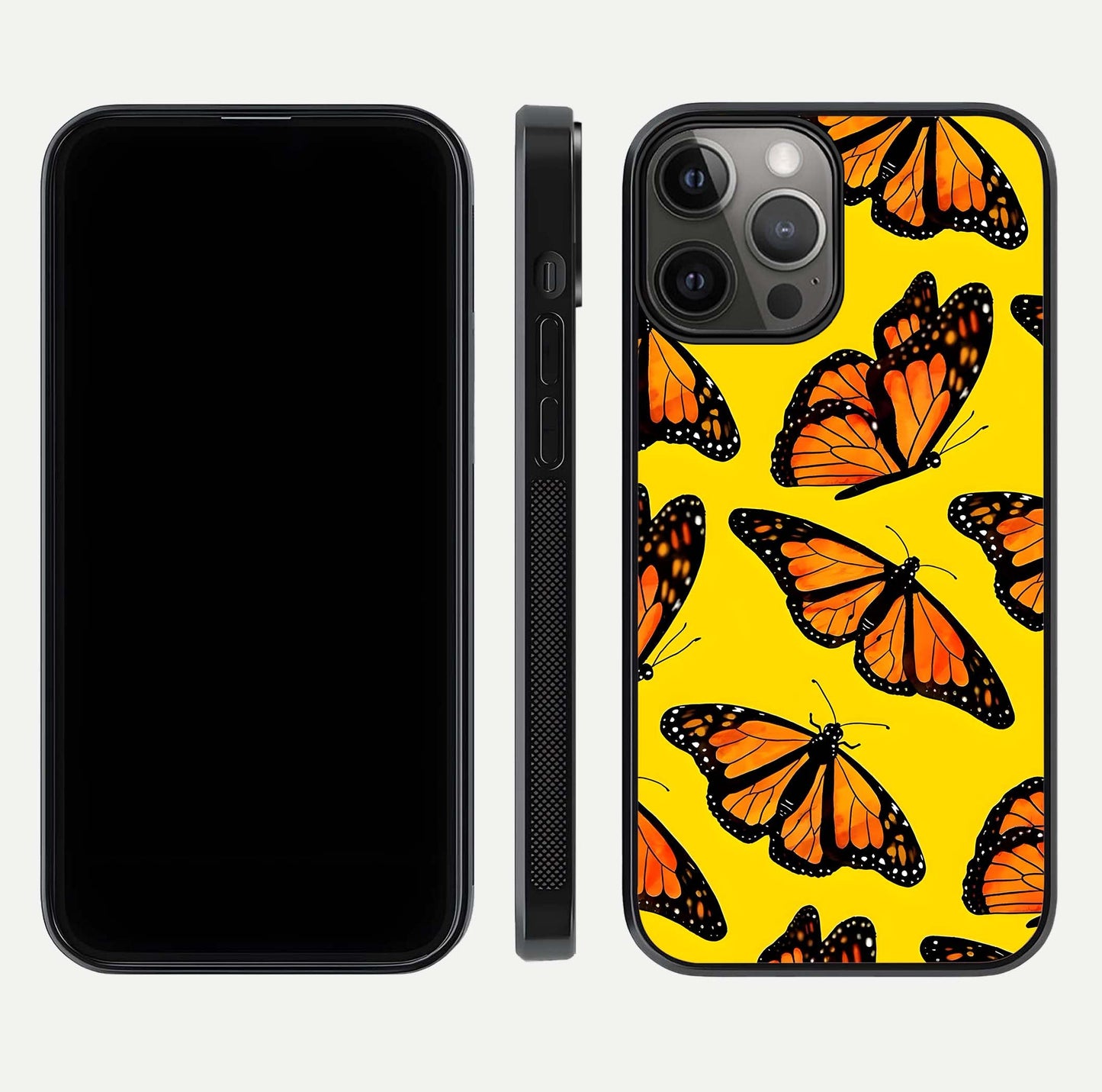 Golden Wing Flight Glass Case for iPhone 12 Pro Max front and back view layout highlighting graceful lines and curved glass