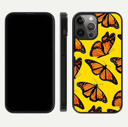 Golden Wing Flight Glass Case for iPhone 12 Pro Max front and back view layout highlighting graceful lines and curved glass