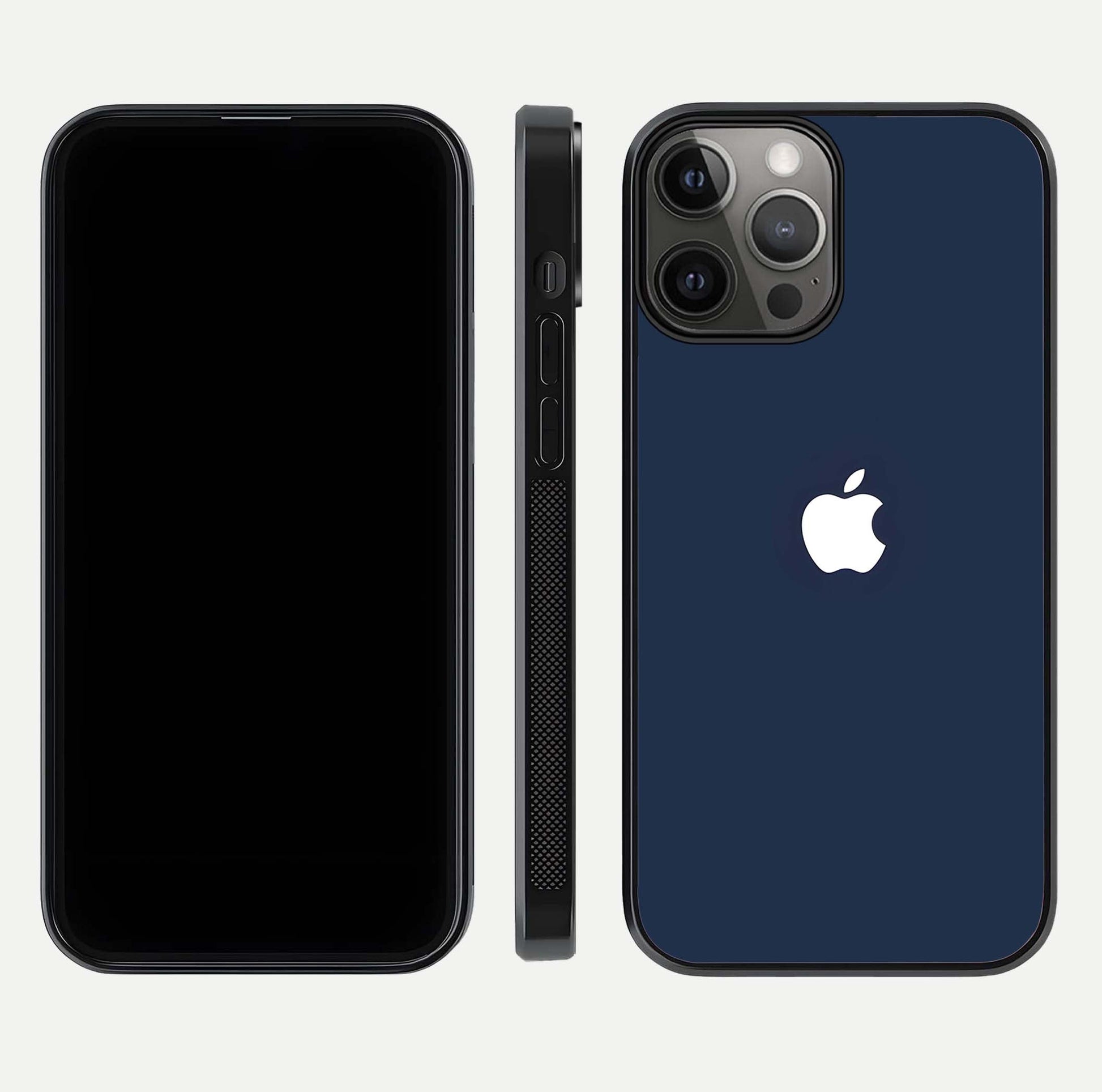 Minimal Apple Night Glass Case for iPhone 12 Pro Max front & back layout highlighting simplicity and edge curve