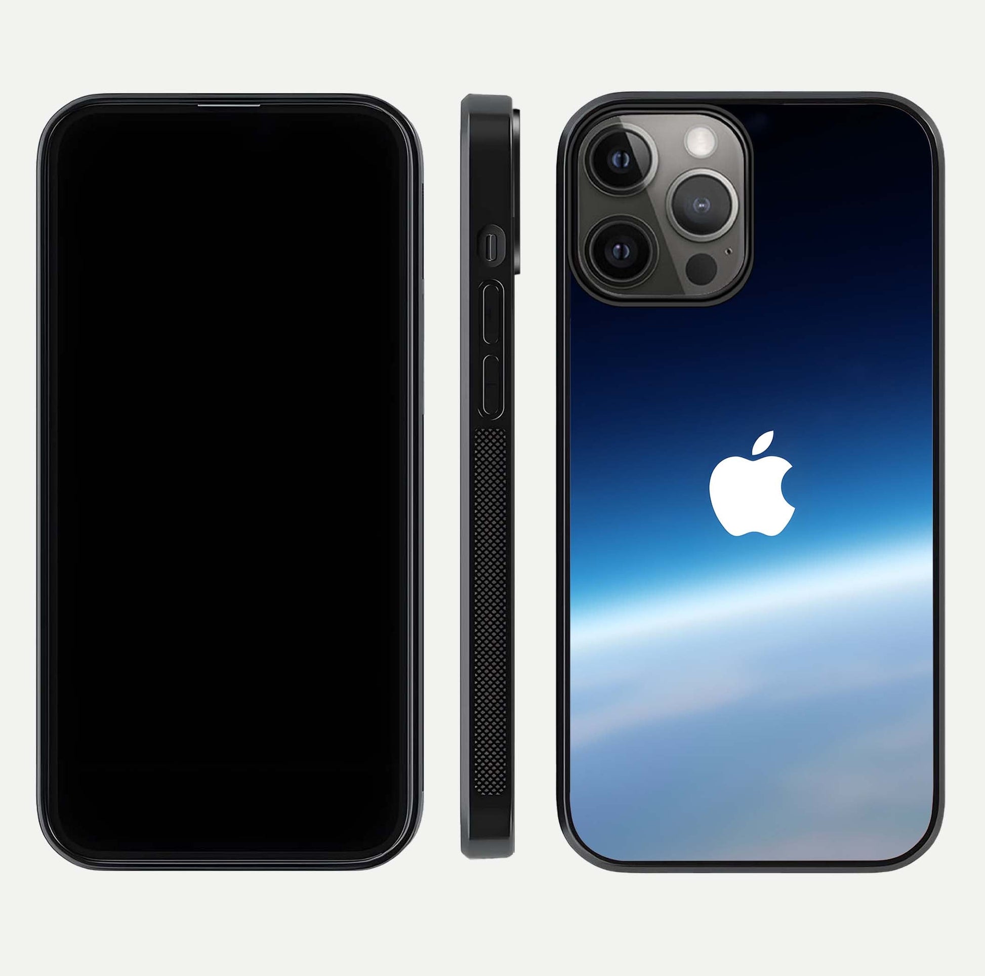 Minimal Apple Sky Glass Case for iPhone 12 Pro Max front & back layout with clean tone and minimal finish