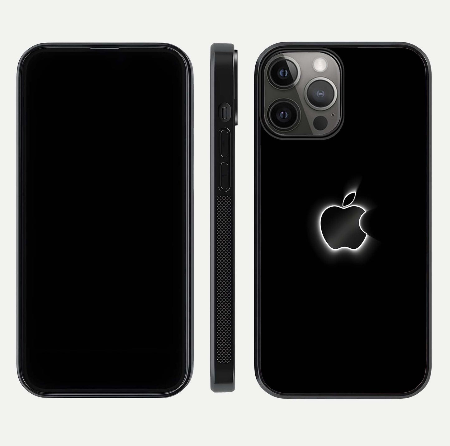 Neon Apple Glow Glass Case for iPhone 12 Pro Max front & back layout showing bright tones and edge curve
