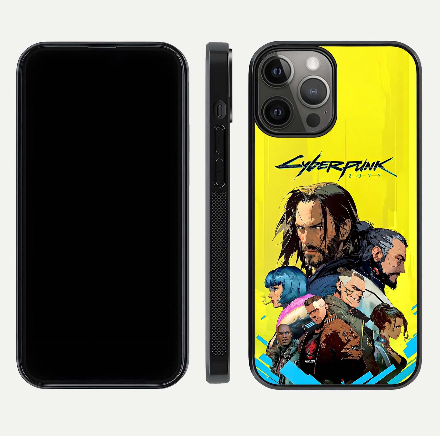 Neon Rebel Genesis Glass Case for iPhone 12 Pro Max front & back layout highlighting futuristic theme and curves