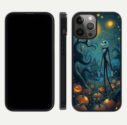 Pumpkin Moonlight Tale Glass Case for iPhone 12 Pro Max front & back layout showing festive orange tone and edges