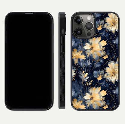 Royal Petal Dream Glass Case for iPhone 12 Pro Max front & back layout showing floral pattern and clean edge finish