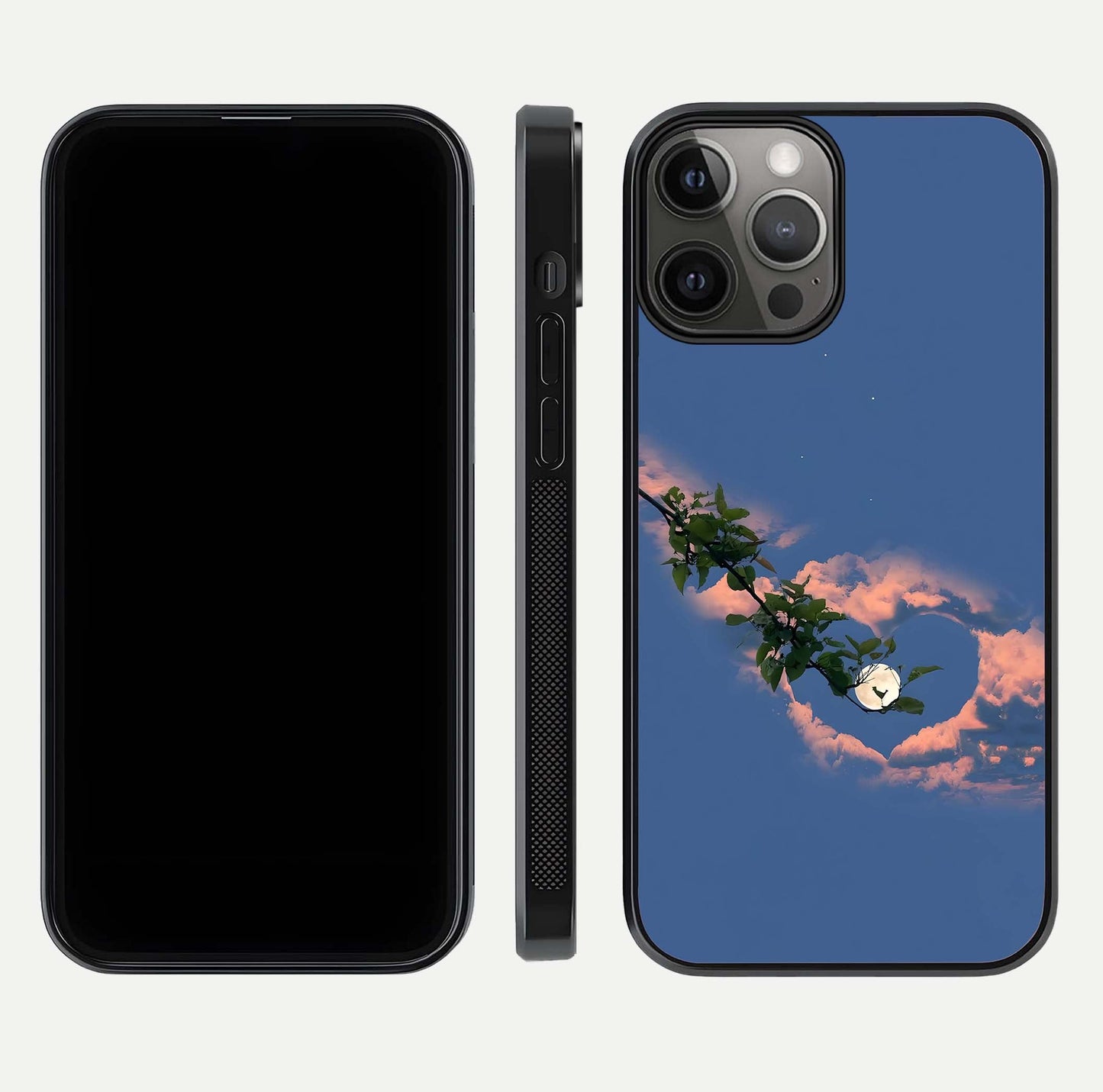 Sky Under Tree Glass Case for iPhone 12 Pro Max front & back layout showing sky tones and curved glass edge