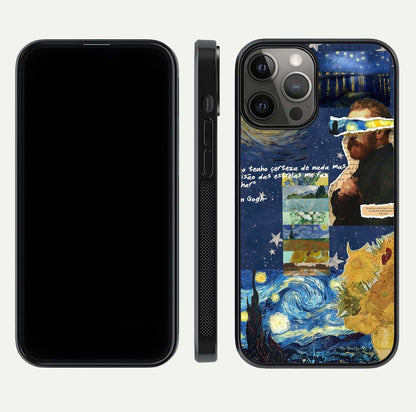 Starry Dream Vision Glass Case for iPhone 12 Pro Max front & back layout showing star blend and smooth edges