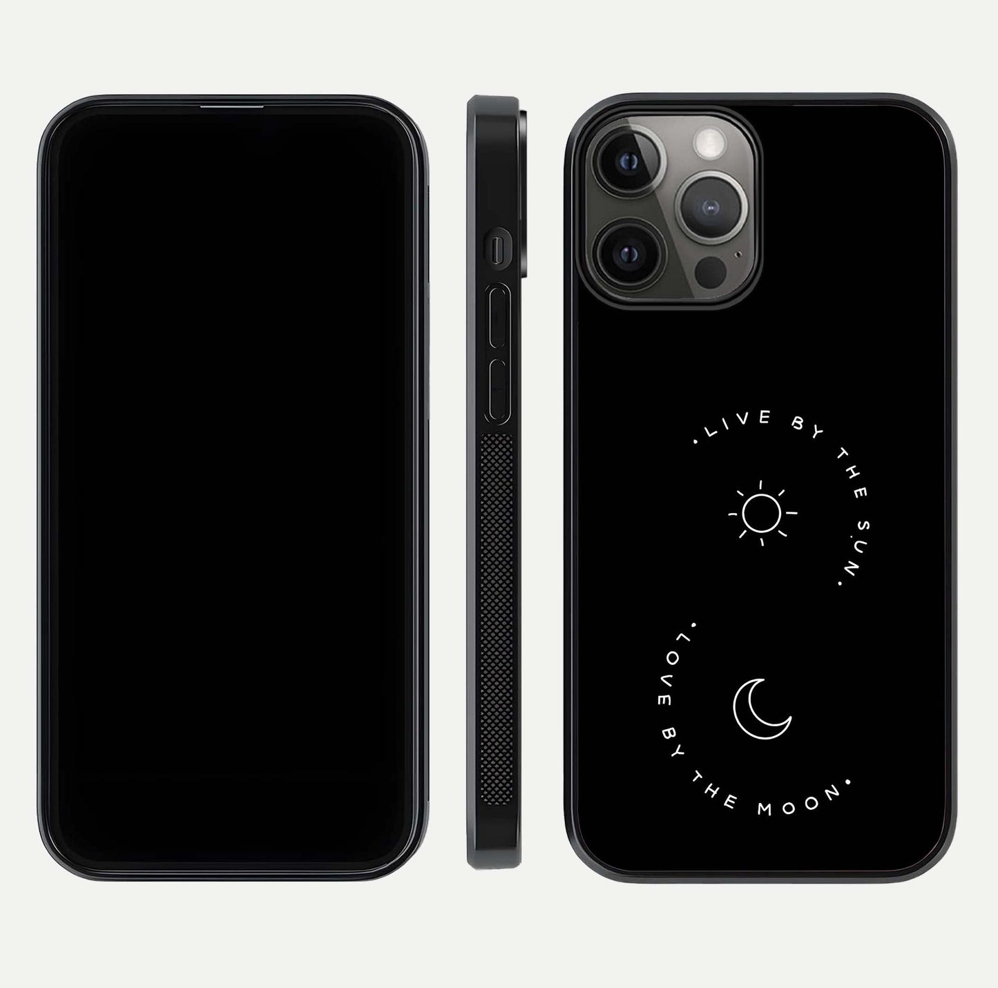Sun Moon Balance Glass Case for iPhone 12 Pro Max front & back layout showing smooth gradient and balanced design
