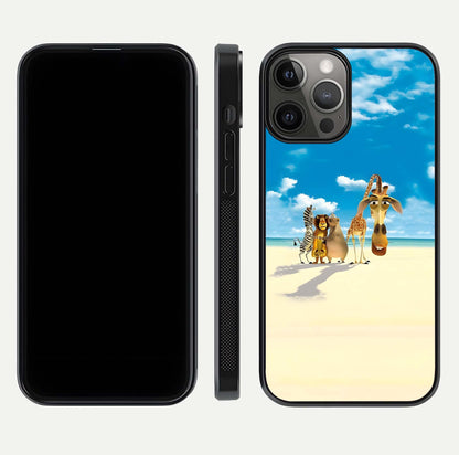 Tropical Fun Squad Glass Case for iPhone 12 Pro Max front & back layout showing fun pattern and smooth edges