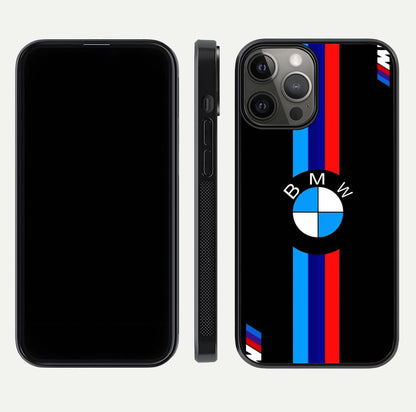 Turbo BMW Beast Glass Case for iPhone 12 Pro Max front & back layout showing bold design and smooth finish