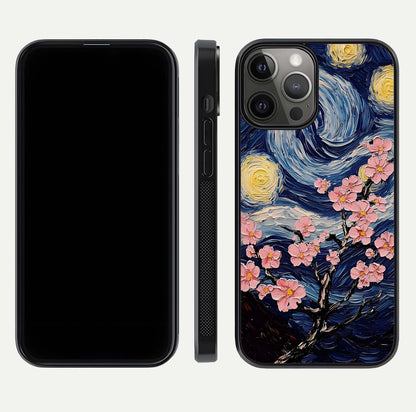 Van Gogh Scenery Glass Case for iPhone 12 Pro Max front & back layout showing vibrant tones and detailed design