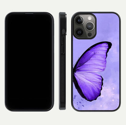 Violet Dream Wing Glass Case for iPhone 12 Pro Max front & back layout showing violet tones and smooth edges