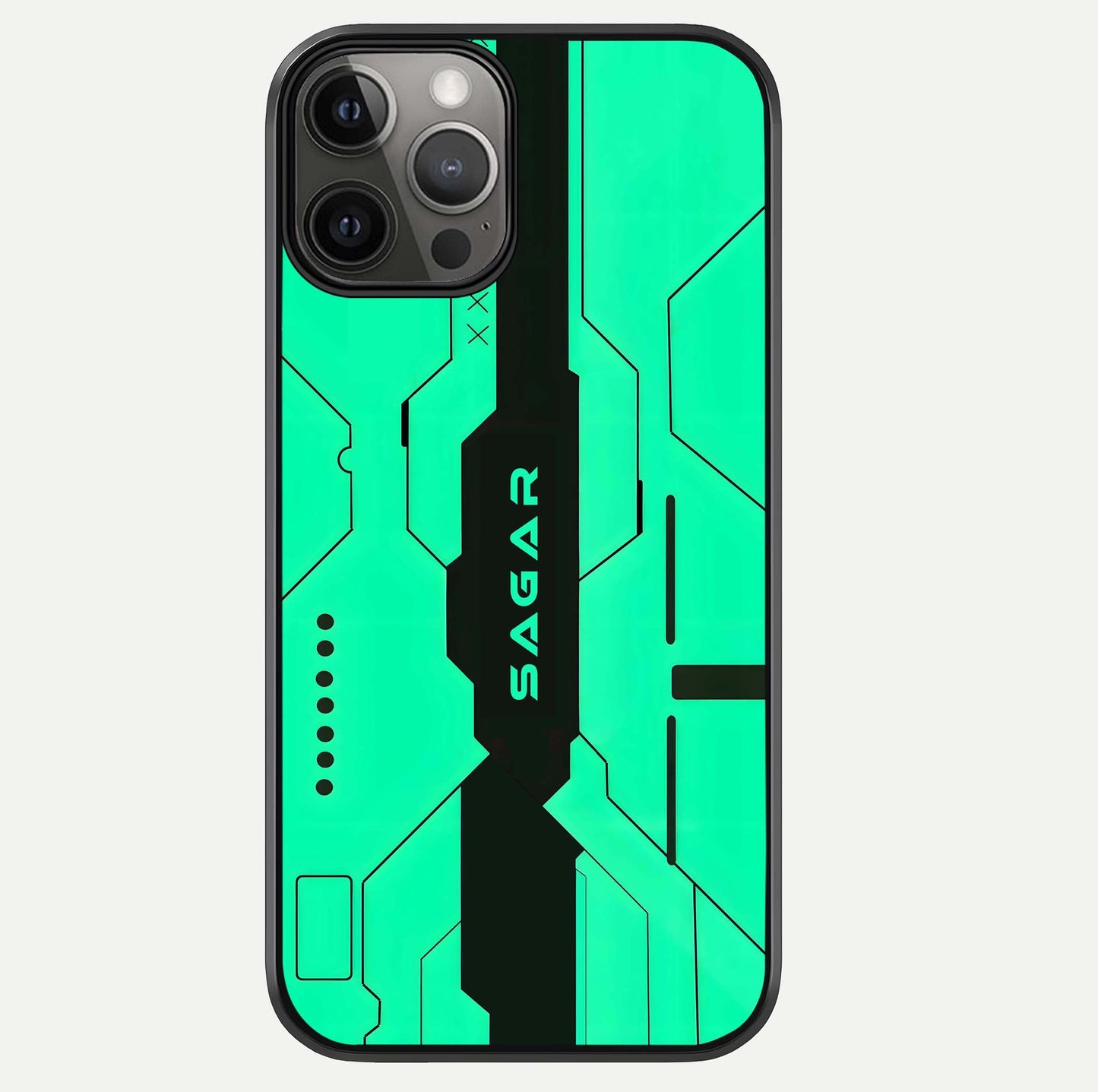 Aqua Tech CYBERPUNK Custom Name Glass Case For iPhone 12 Pro Max by Custom World