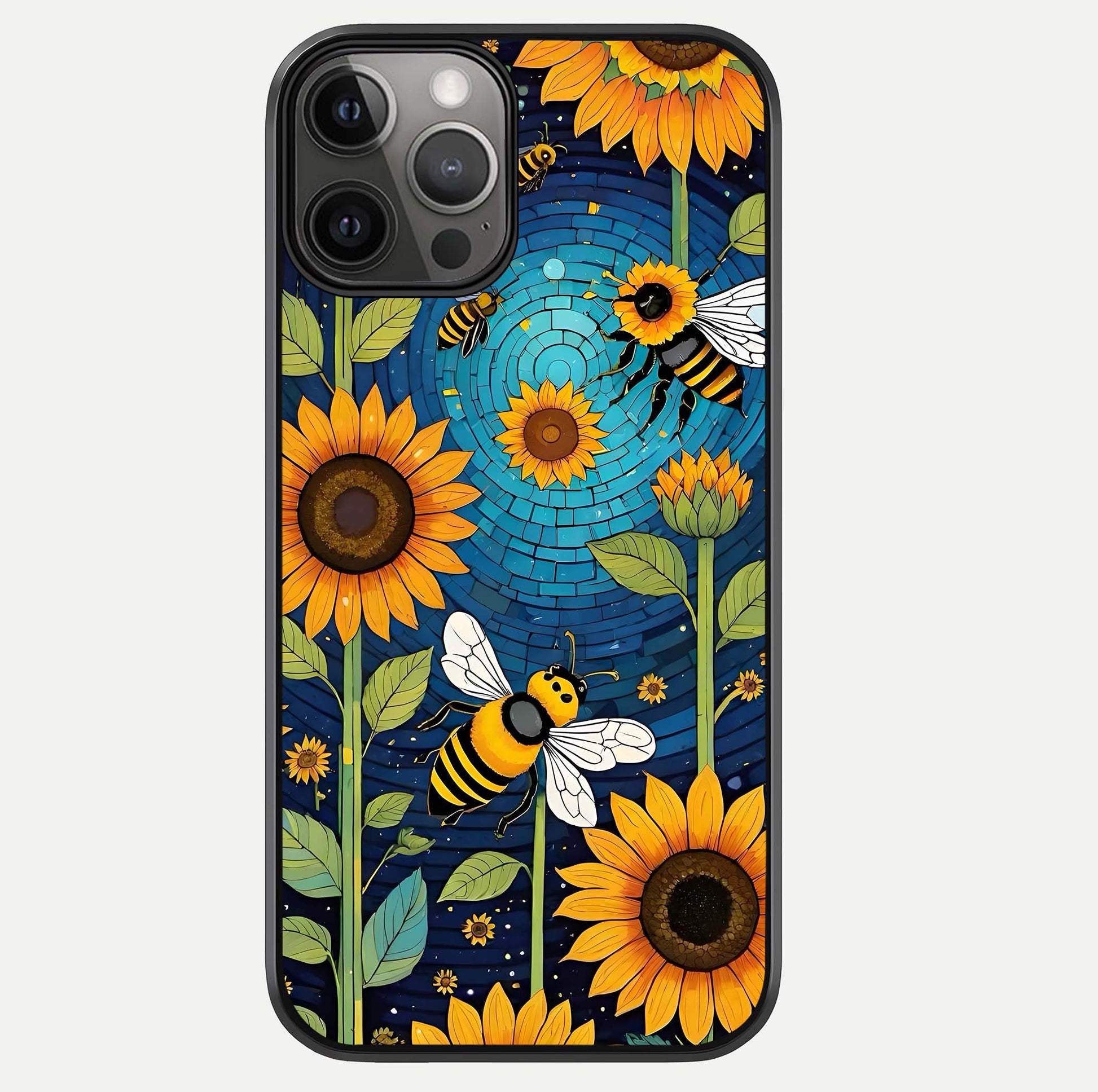 Bees & Sunflowers Glass Case For iPhone 12 Pro Max by Custom World