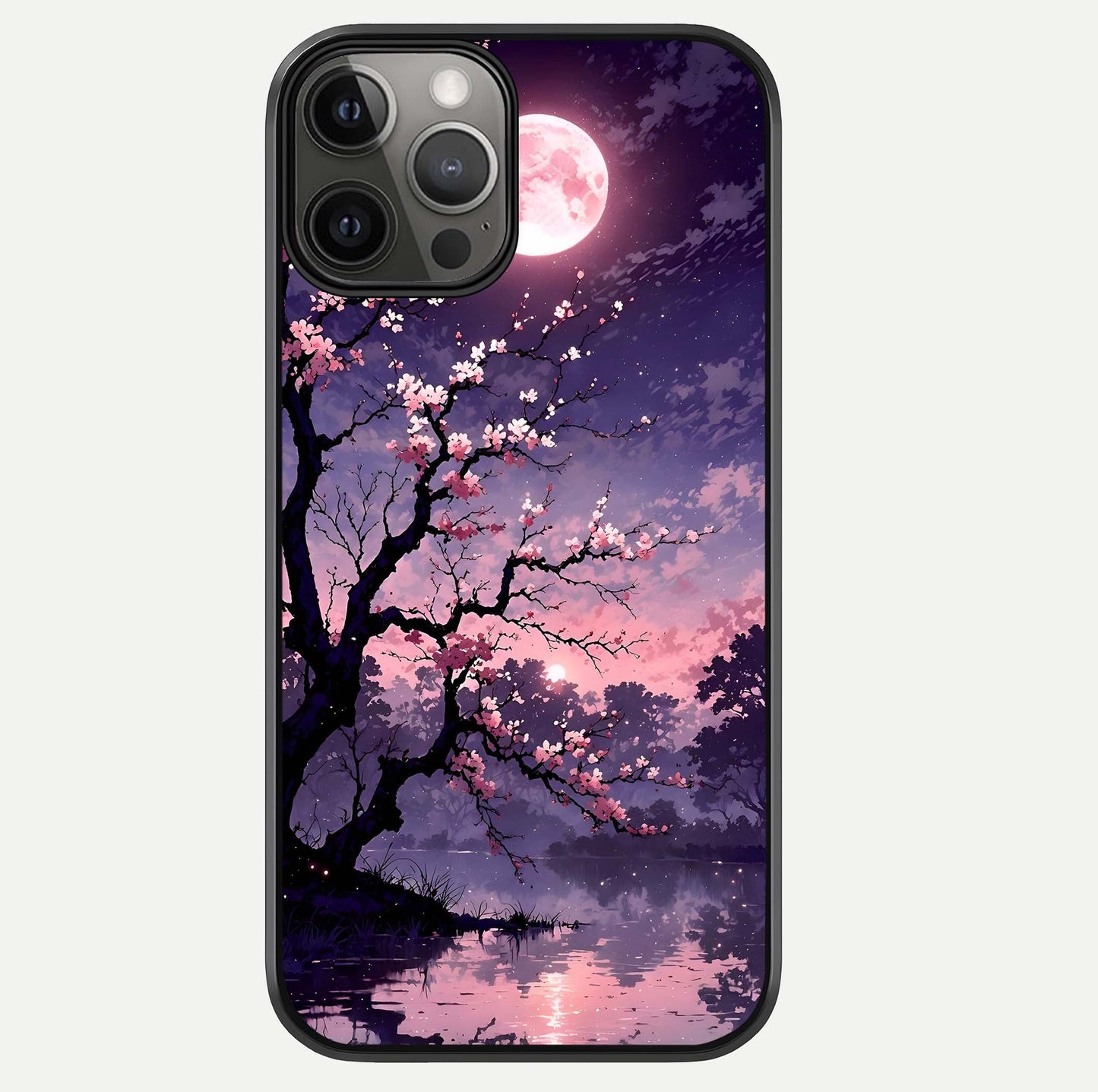 Blossom Pink Moon Glass Case For iPhone 12 Pro Max by Custom World
