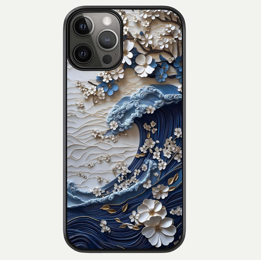 Blossom Wave Art Glass Case For iPhone 12 Pro Max by Custom World