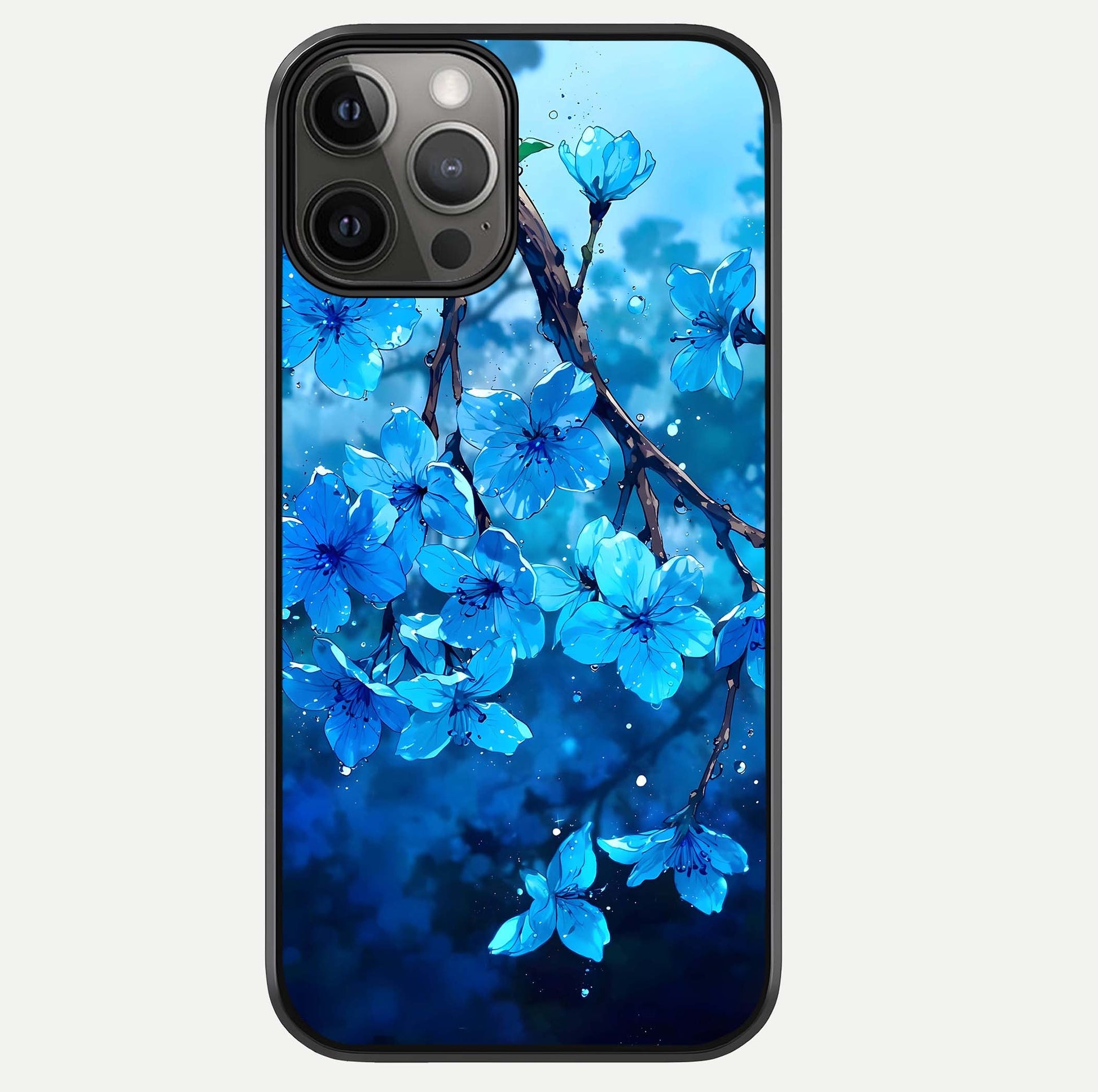 Blue Blossoms Branch Glass Case For iPhone 12 Pro Max by Custom World