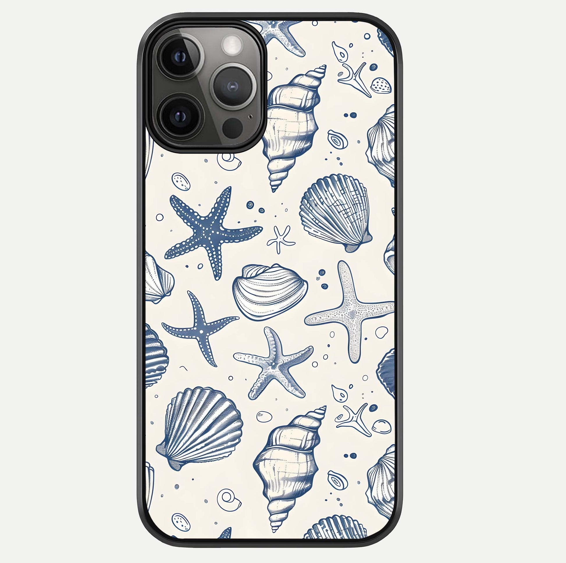 Blue Ocean Outline Glass Case For iPhone 12 Pro Max by Custom World