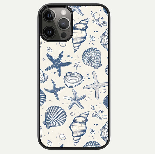 Blue Ocean Outline Glass Case For iPhone 12 Pro Max by Custom World