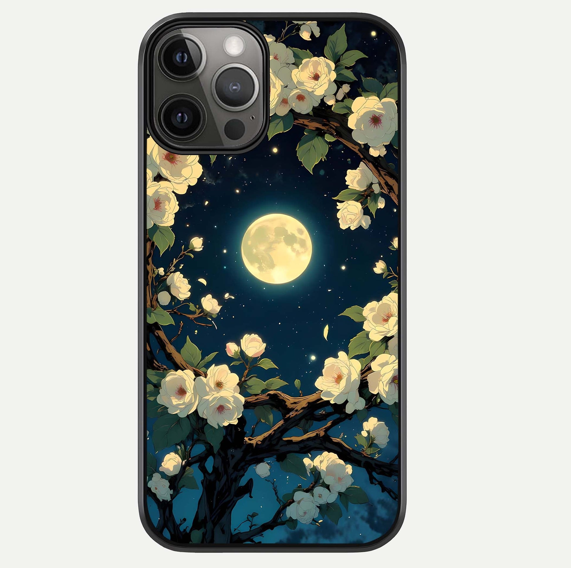 Celestial Moon & Flower Glass Case For iPhone 12 Pro Max by Custom World