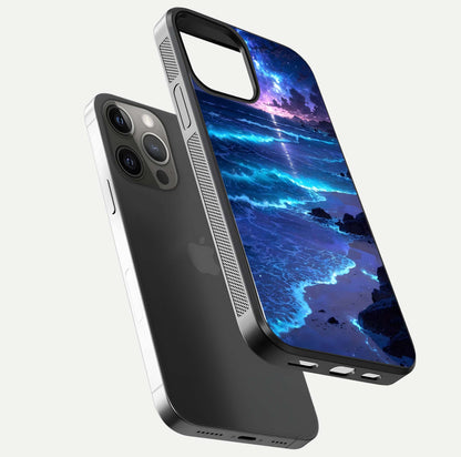 Classic Damn Look Glass Case for iPhone 12 Pro Max floating mockup emphasizing HD gloss and stylish edges
