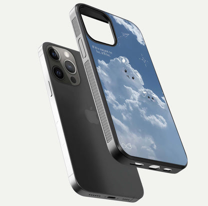 Cloud Bunny Dreams Glass Case for iPhone 12 Pro Max floating mockup showing soft gradient and gloss reflection