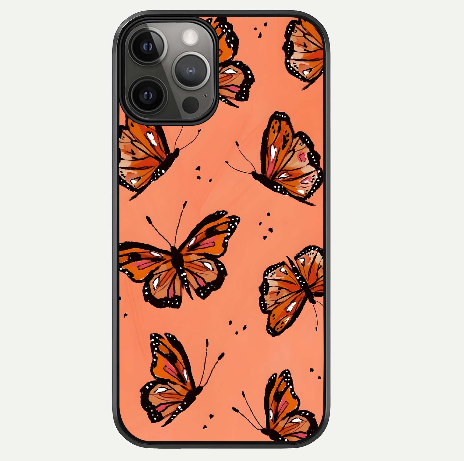 Coral Wing Butterfly Glass Case For iPhone 12 Pro Max by Custom World
