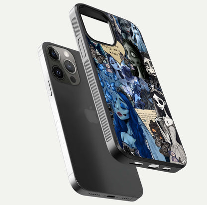 Corpse Bride Posters Glass Case for iPhone 12 Pro Max floating mockup showing shine texture and clear design
