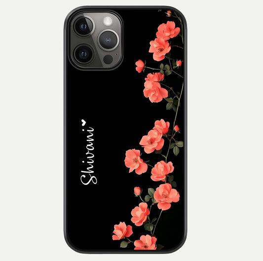 Crimson Bloom Grace Custom Name Glass Case For iPhone 12 Pro Max by Custom World