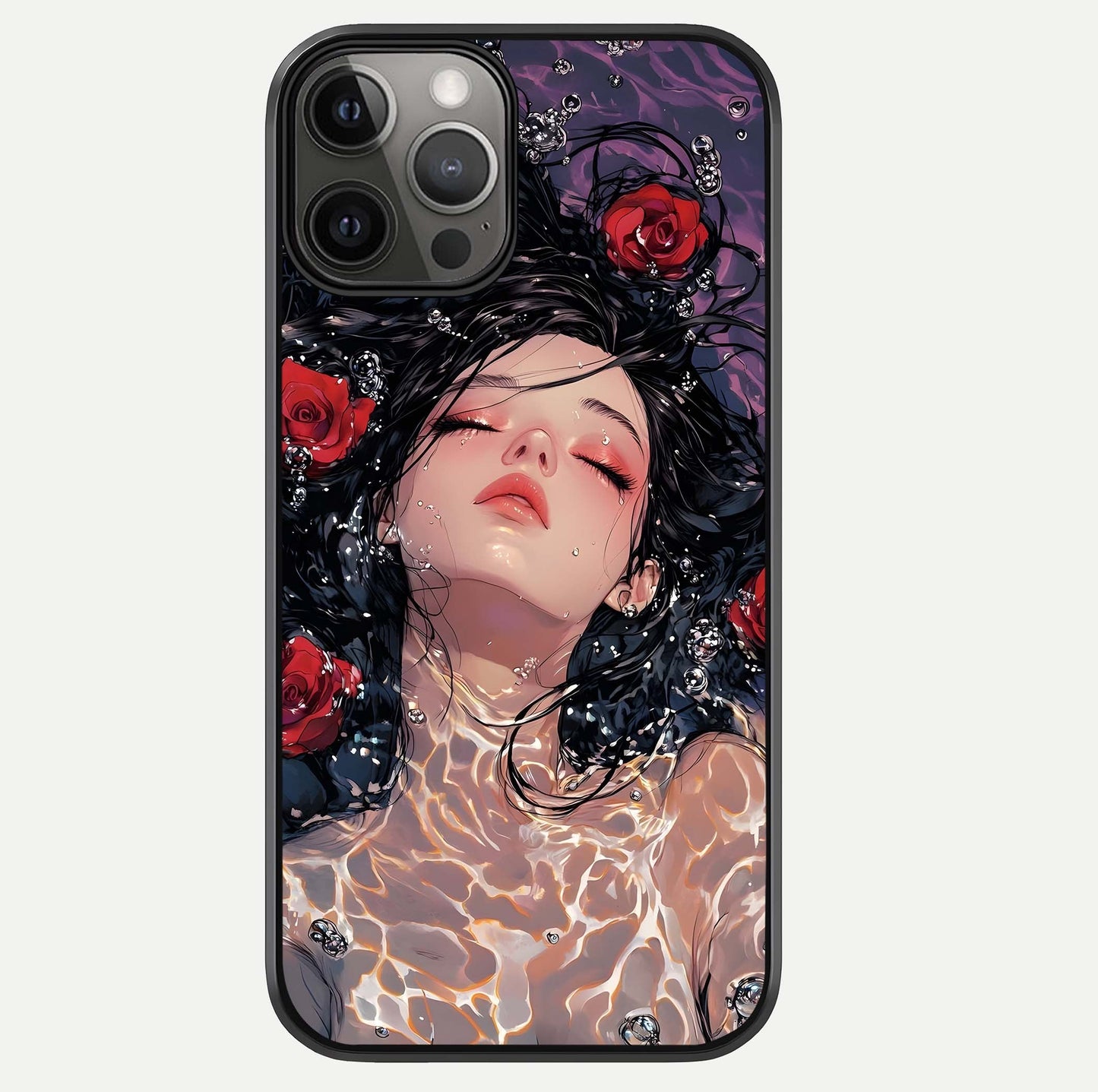 Crimson Rose Serenity Glass Case For iPhone 12 Pro Max by Custom World