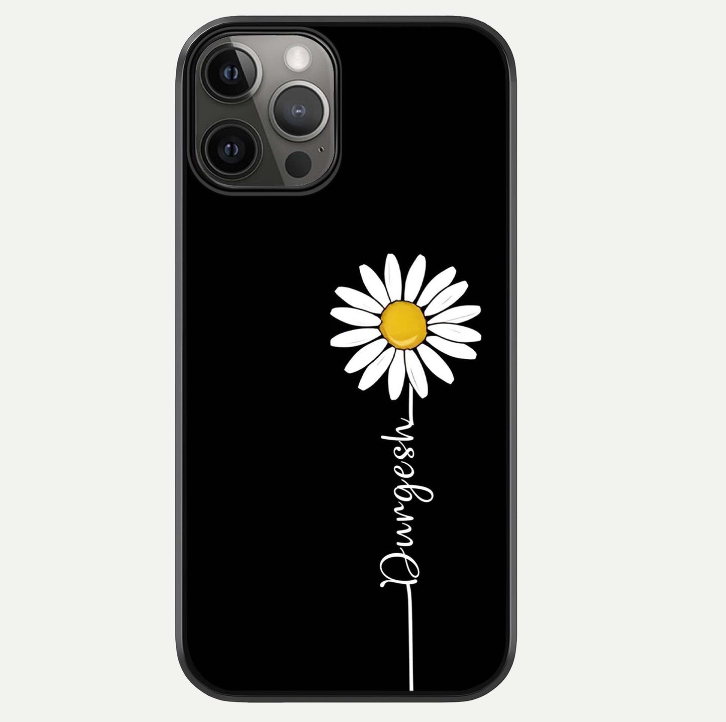 Custom Name White Flower Glass Case For iPhone 12 Pro Max by Custom World