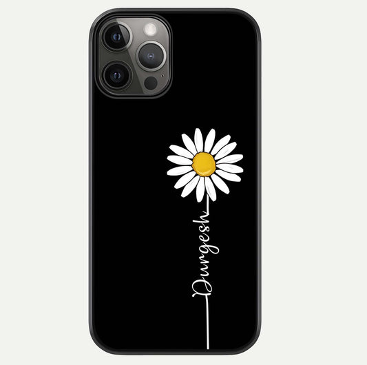 Custom Name White Flower Glass Case For iPhone 12 Pro Max by Custom World