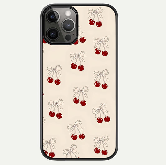 Cute Cherry Pattern Glass Case For iPhone 12 Pro Max by Custom World