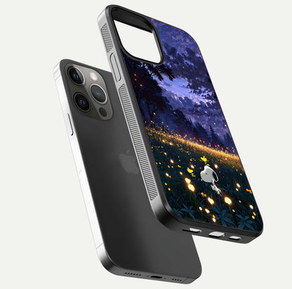 Firefly Meadow Magic Glass Case for iPhone 12 Pro Max floating mockup showing gloss polish and magical night hues