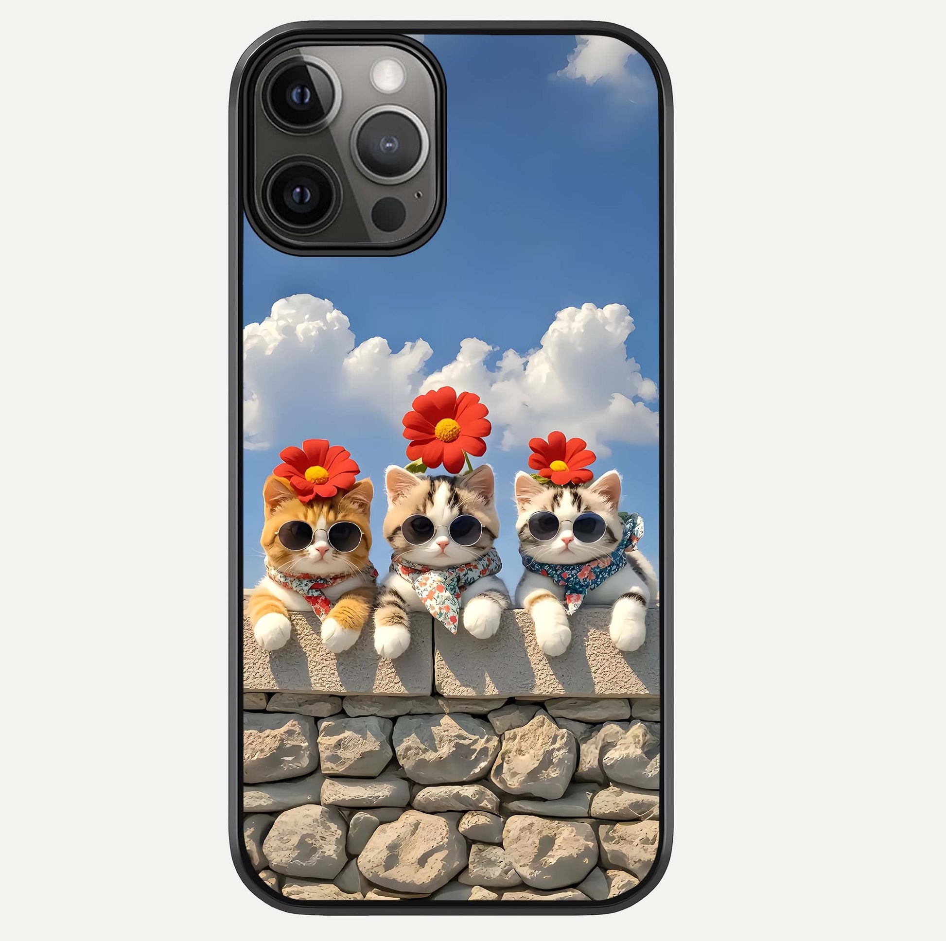 Floral Kitty Squad Glass Case For iPhone 12 Pro Max by Custom World