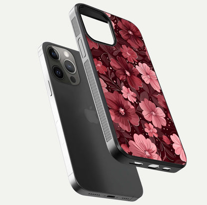 Flower Blush Bloom Glass Case for iPhone 12 Pro Max floating mockup showing shine polish and elegant look