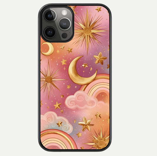 Golden Celestial Dreams Glass Case For iPhone 12 Pro Max by Custom World