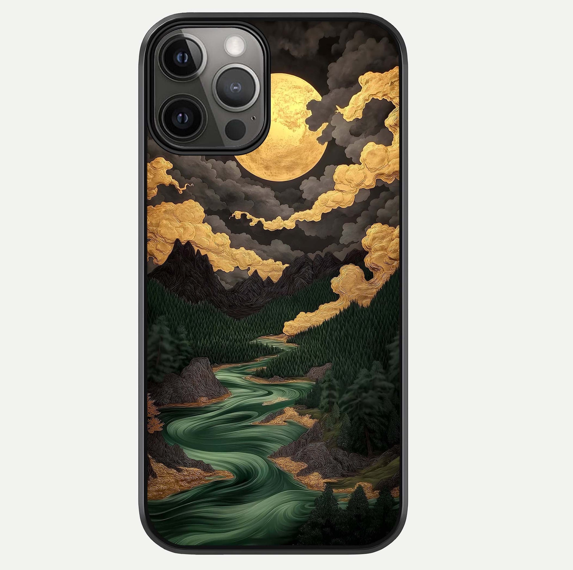 Golden River Moon Glass Case For iPhone 12 Pro Max by Custom World