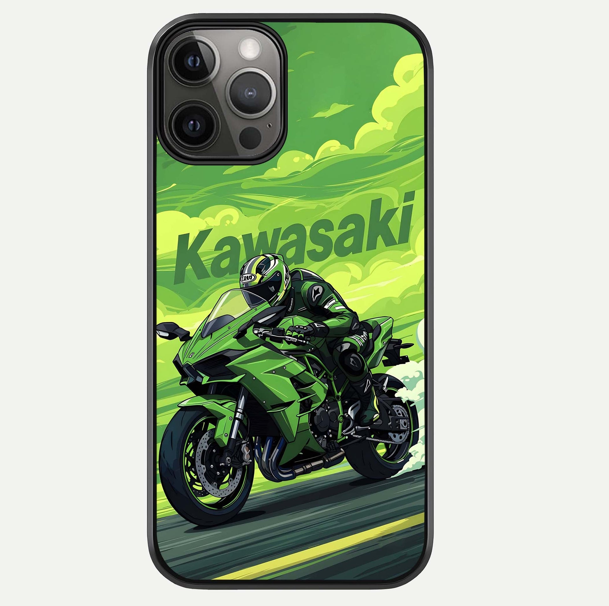 Green Kawasaki Glass Case For iPhone 12 Pro Max by Custom World