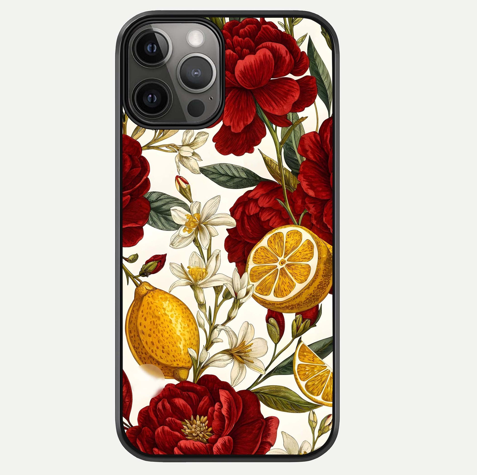 Lemon Rose Charm Glass Case For iPhone 12 Pro Max by Custom World