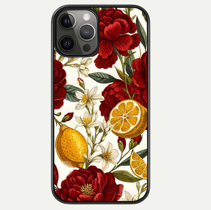 Lemon Rose Charm Glass Case For iPhone 12 Pro Max by Custom World