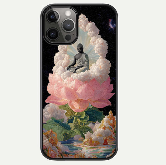 Lotus Divine Peace Glass Case For iPhone 12 Pro Max by Custom World