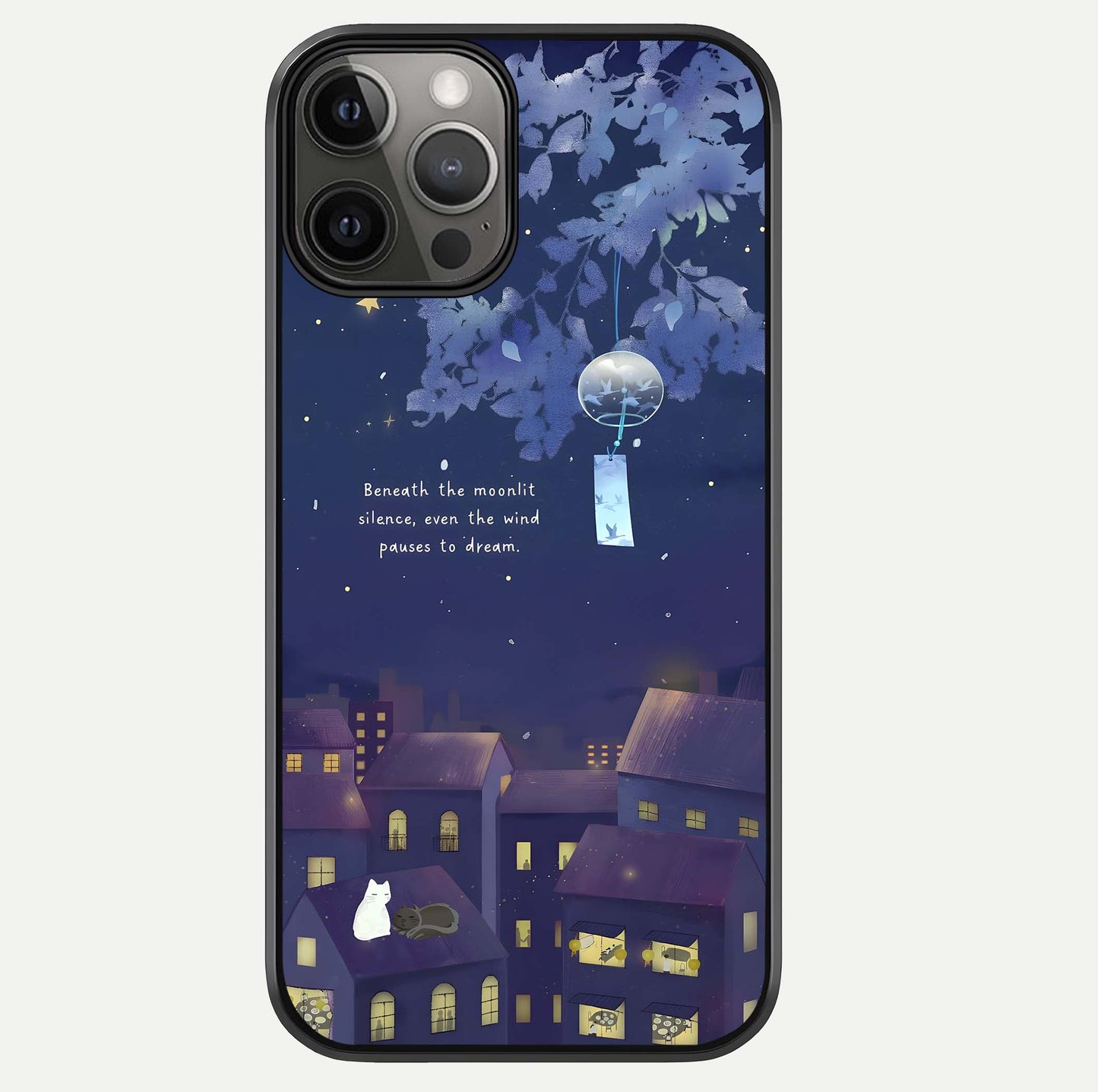 Moonlit Cat Silence Glass Case For iPhone 12 Pro Max by Custom World