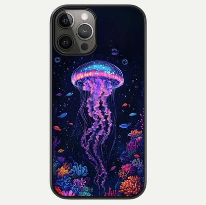 Neon Jellyfish Glass Case For iPhone 12 Pro Max by Custom World