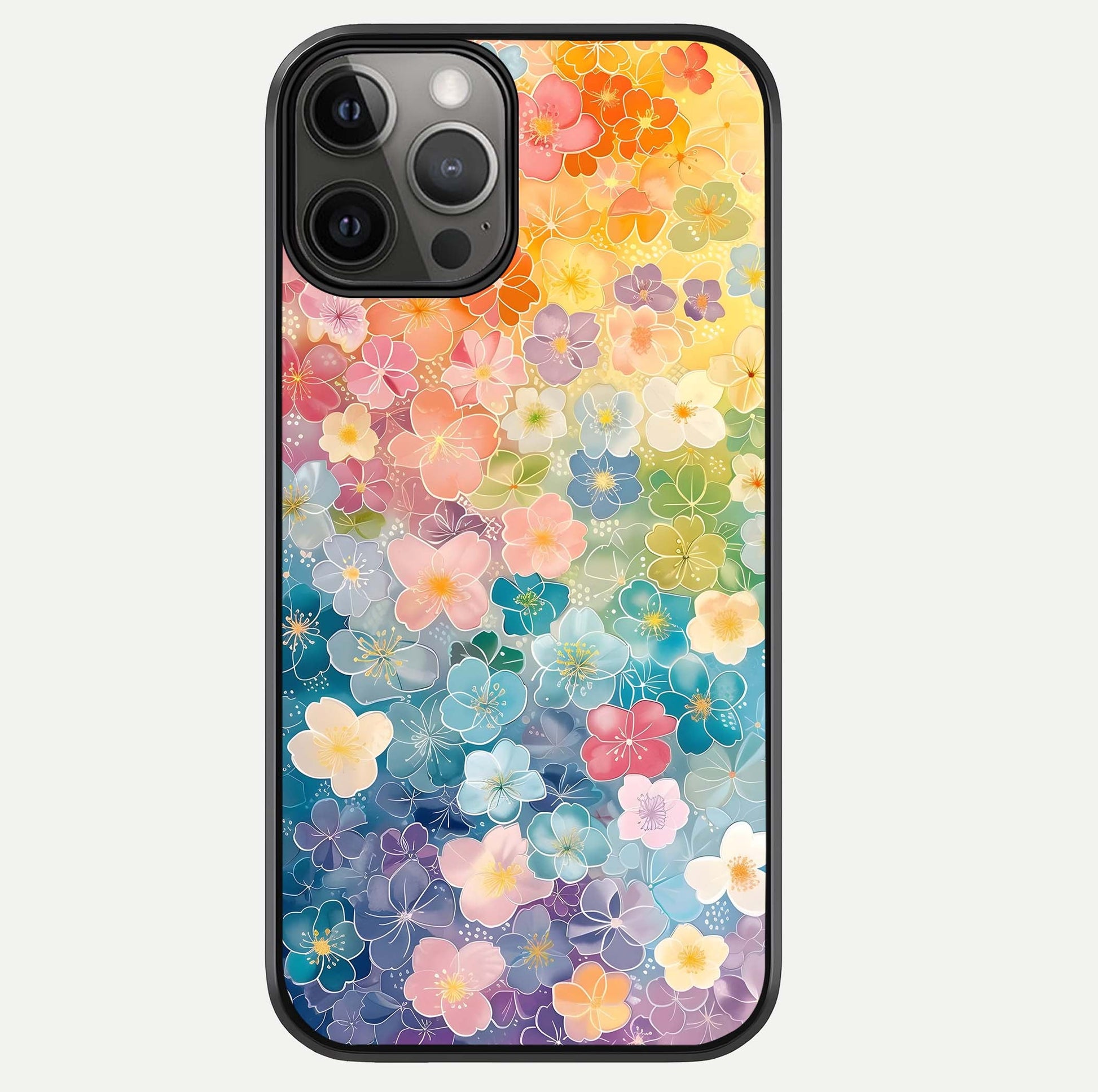 Rainbow Blossom Burst Glass Case For iPhone 12 Pro Max by Custom World