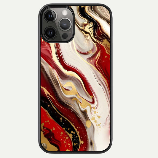Red & White Marble Glass Case For iPhone 12 Pro Max