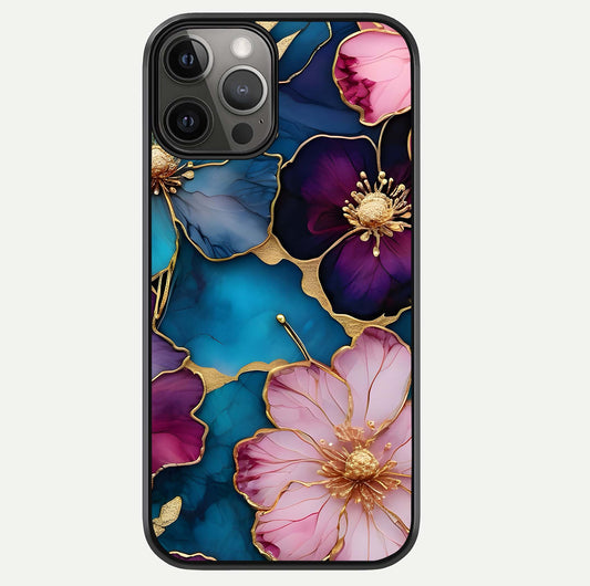 Sparkle Floral Glass Case For iPhone 12 Pro Max by Custom World