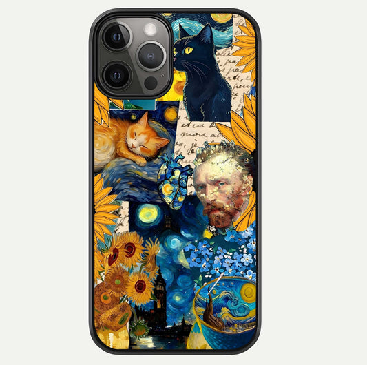Sunflower Cat Art Glass Case For iPhone 12 Pro Max by Custom World