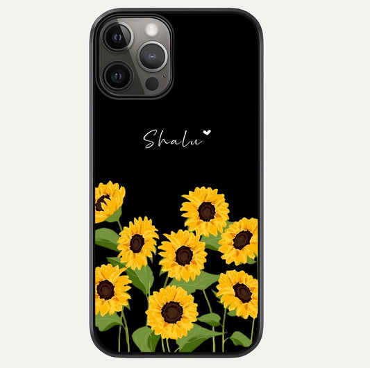 Sunflower Chic Mood Custom Name Glass Case For iPhone 12 Pro Max by Custom World