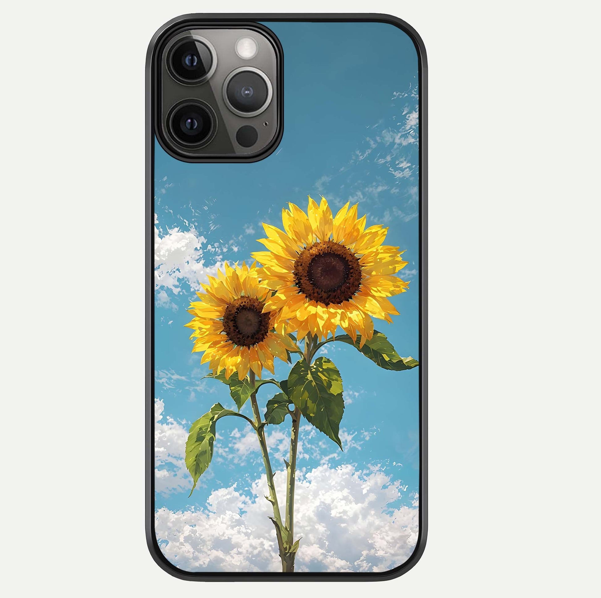 Sunflower Sky Bloom Glass Case For iPhone 12 Pro Max by Custom World